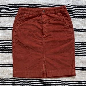 Free people high waist burnt orange corduroy skirt